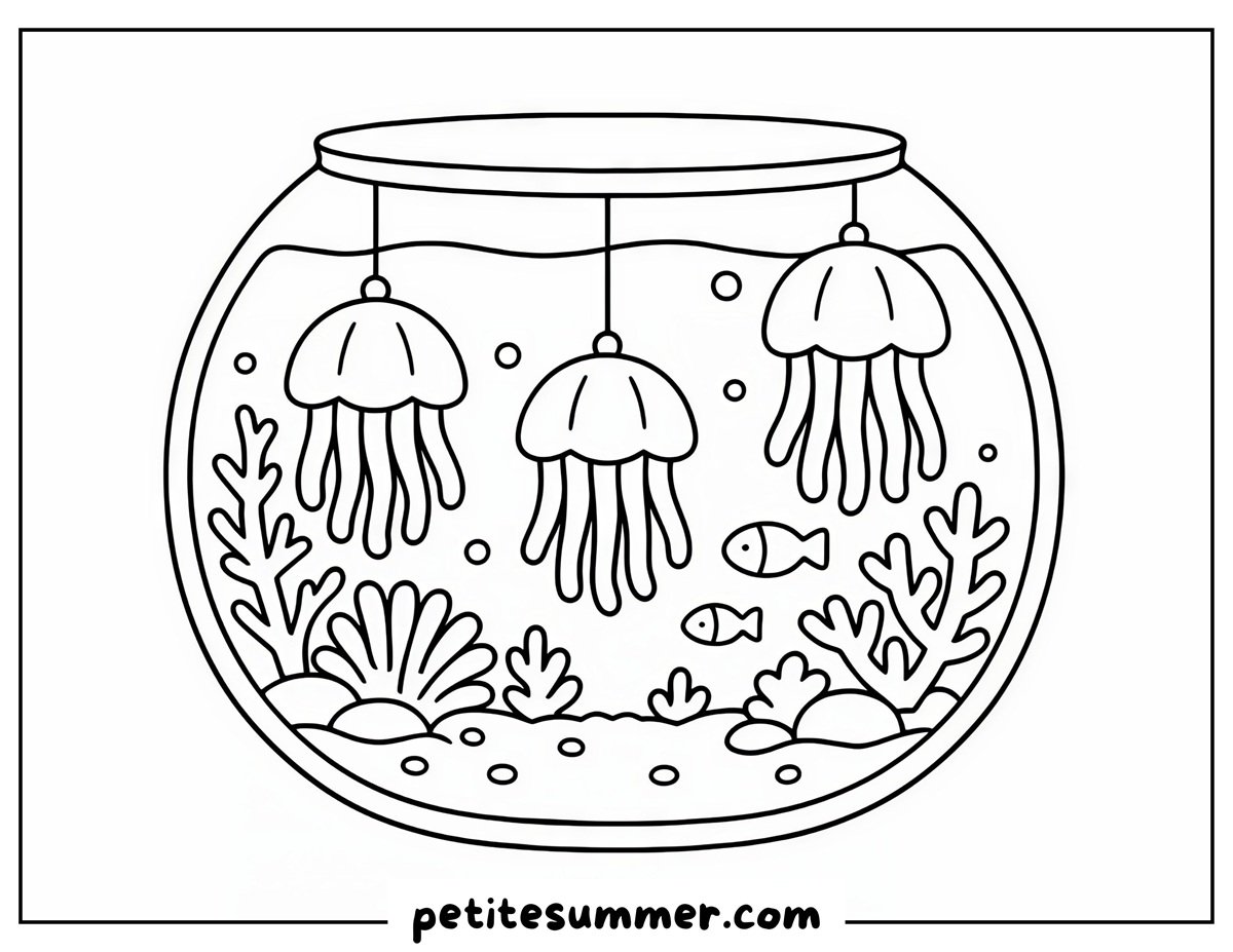 jellyfish lanterns coloring page