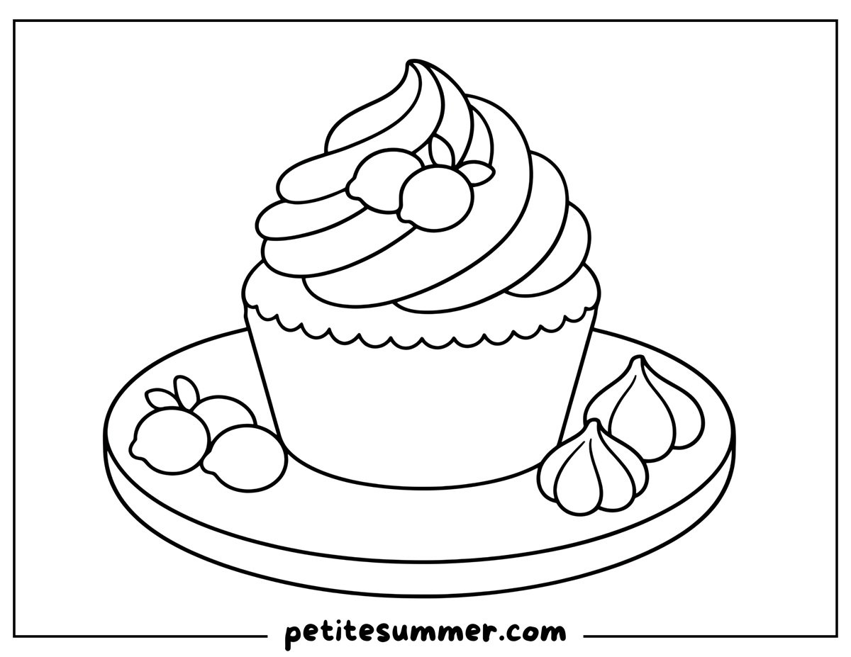 lemon cupcake coloring page