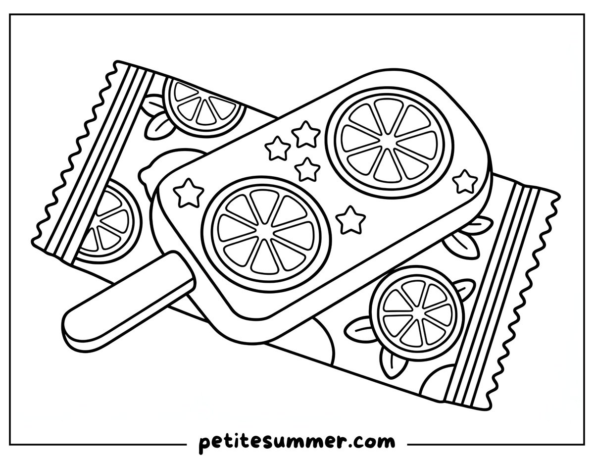 lemon popsicle coloring page