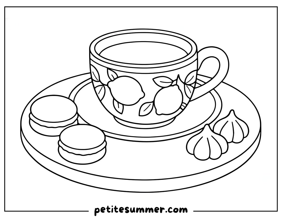 lemon tea cup coloring page