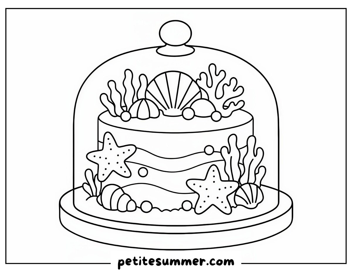 ocean cake coloring page