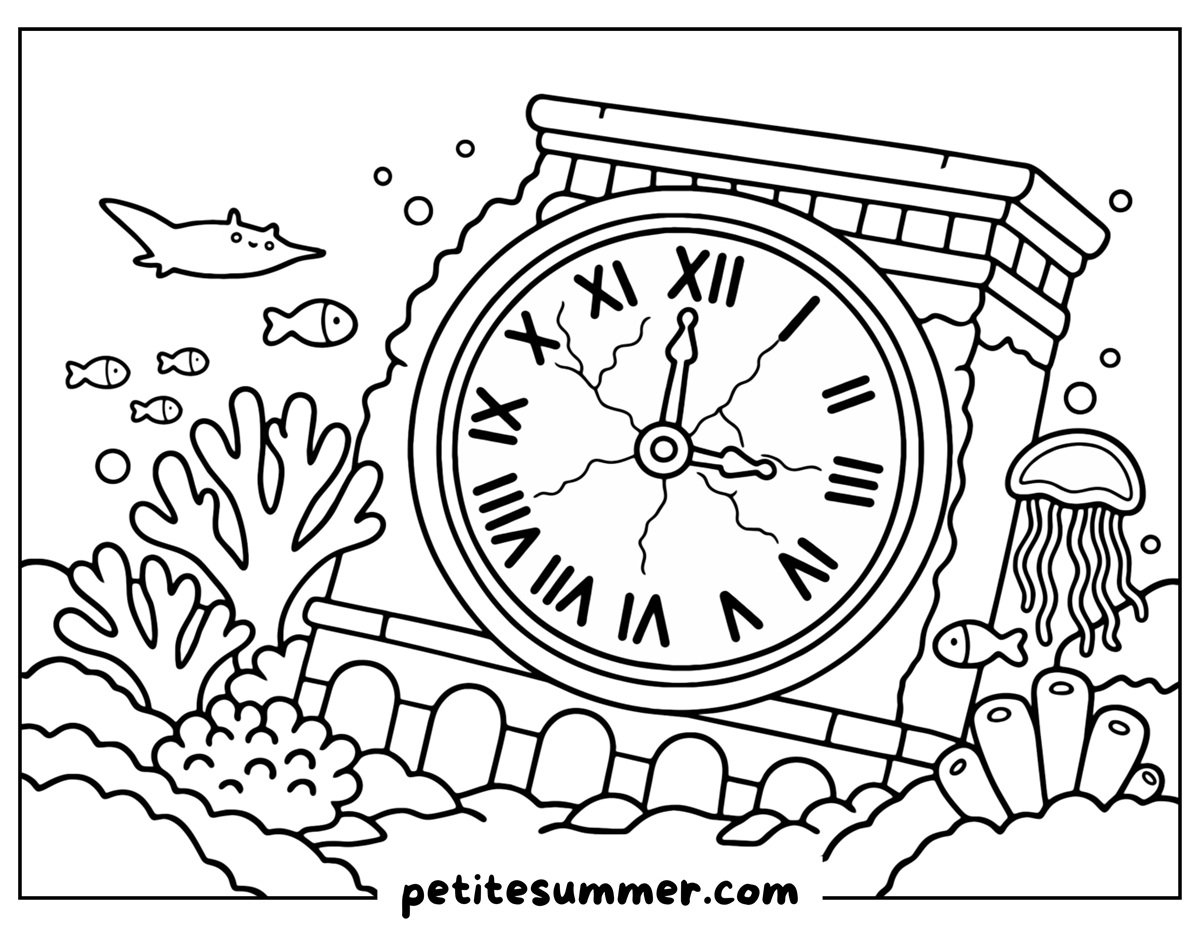 sunken clock tower coloring page