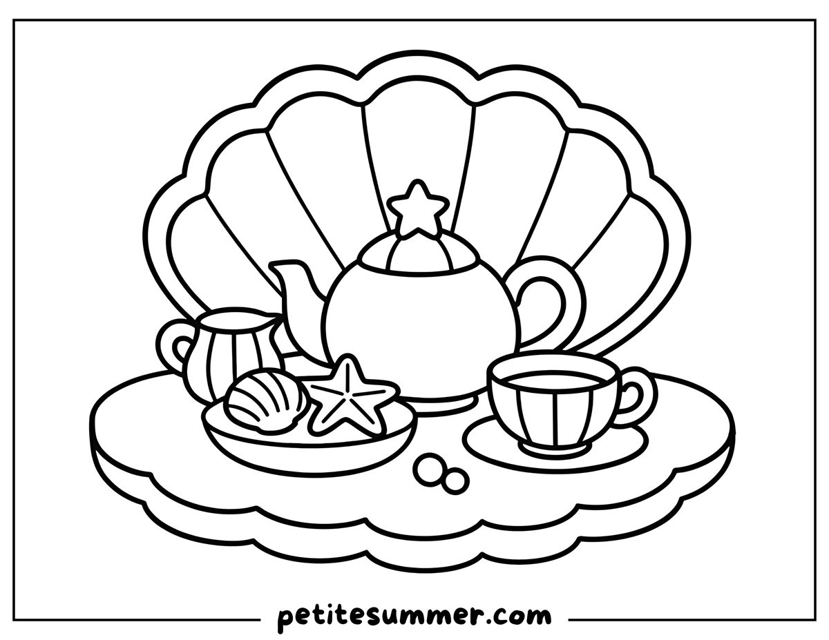 underwater tea party coloring page
