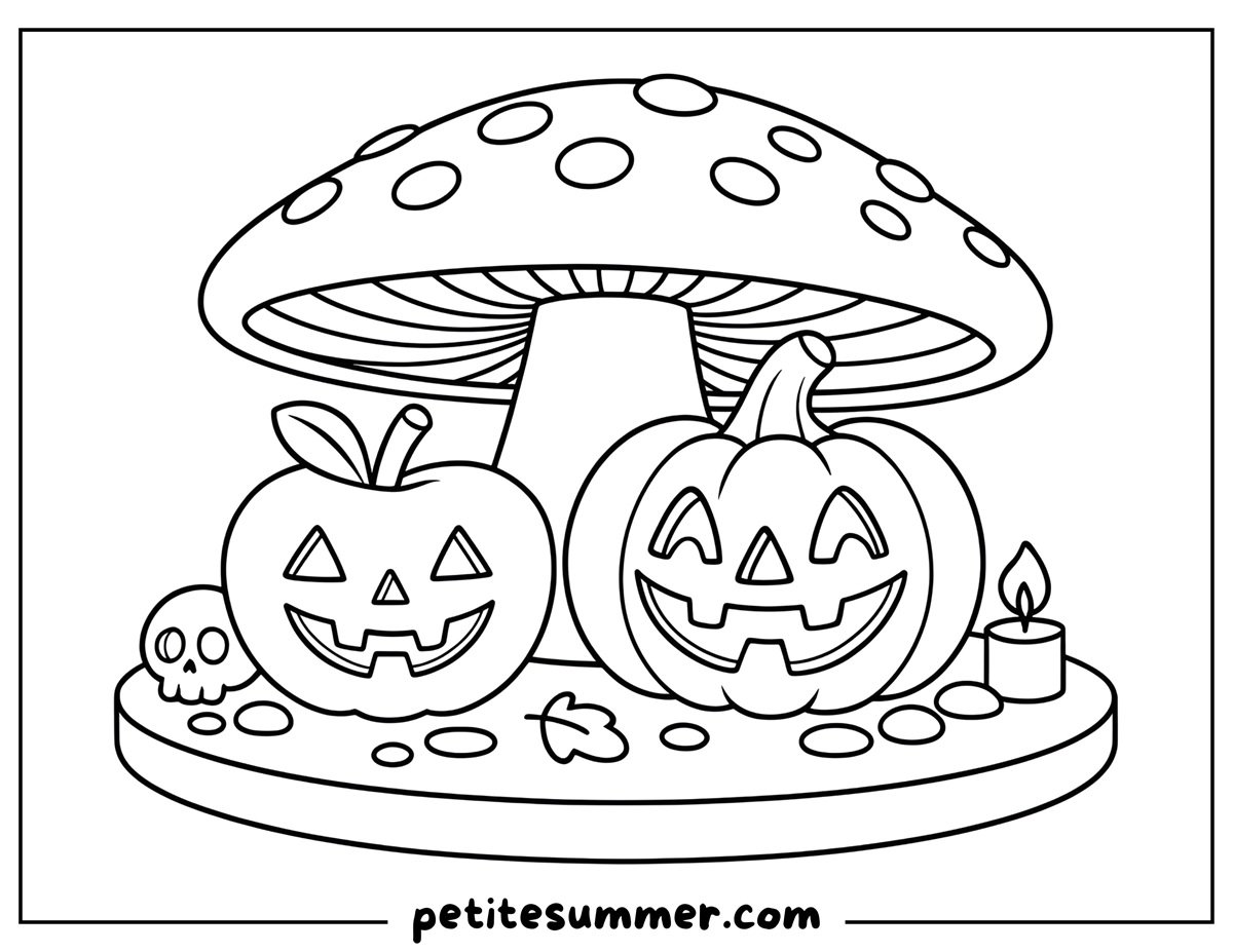 apple and pumpkin coloring page