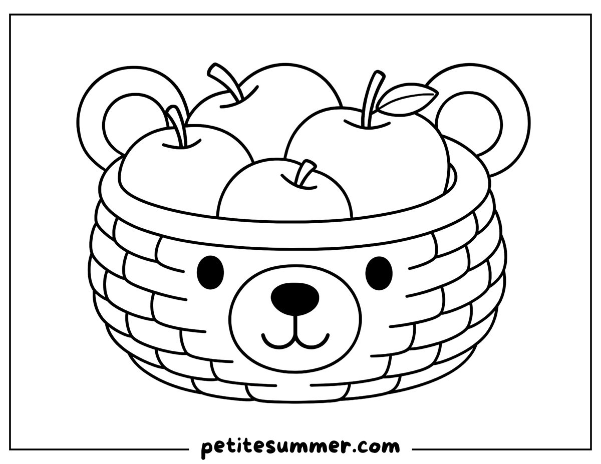 apple basket coloring page