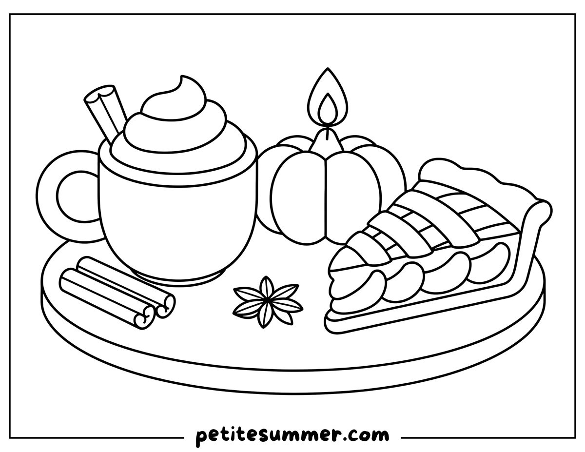 apple pie and spice latte coloring page