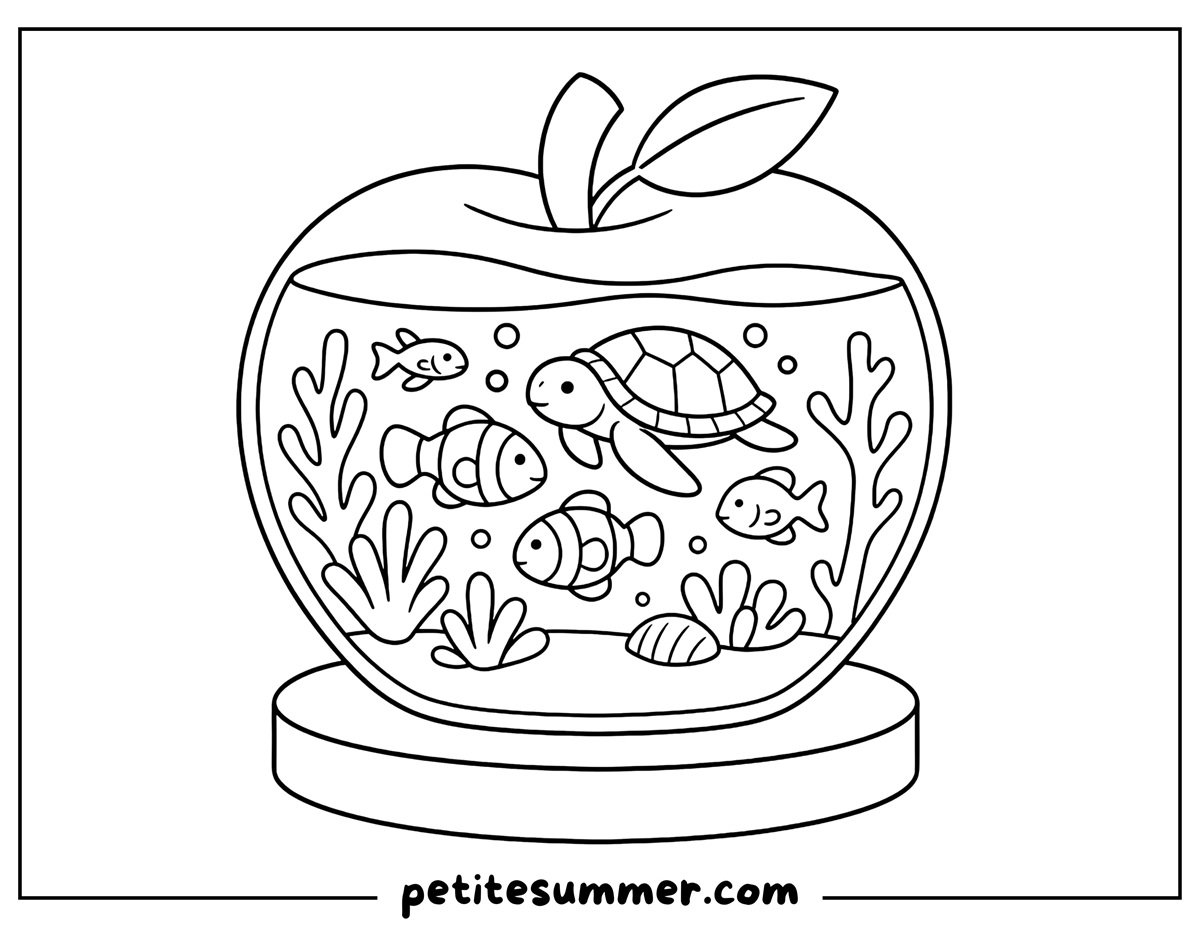apple sea globe coloring page