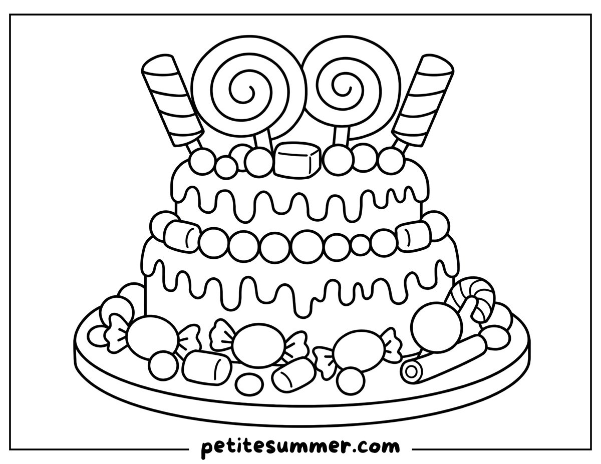 candy cake coloring page