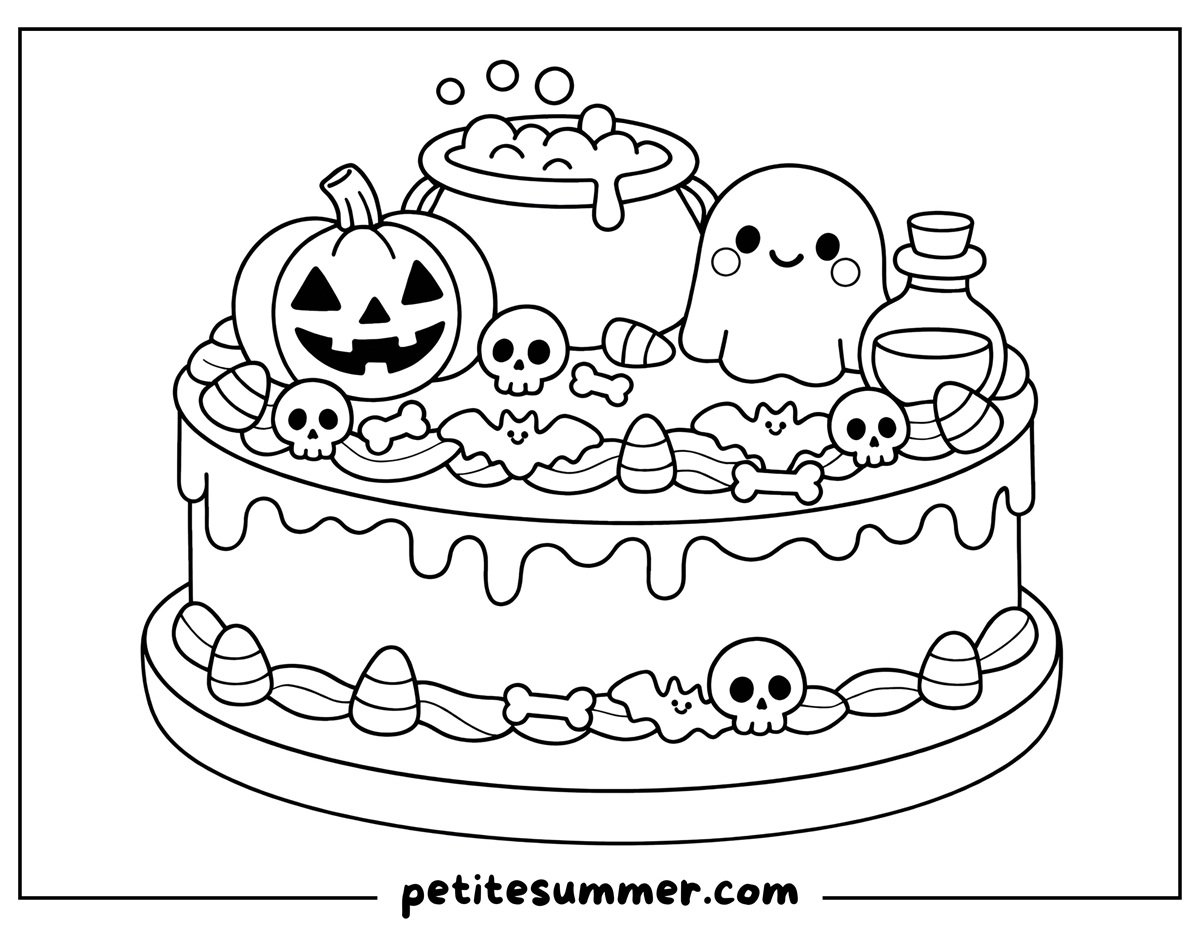 halloween cake coloring page