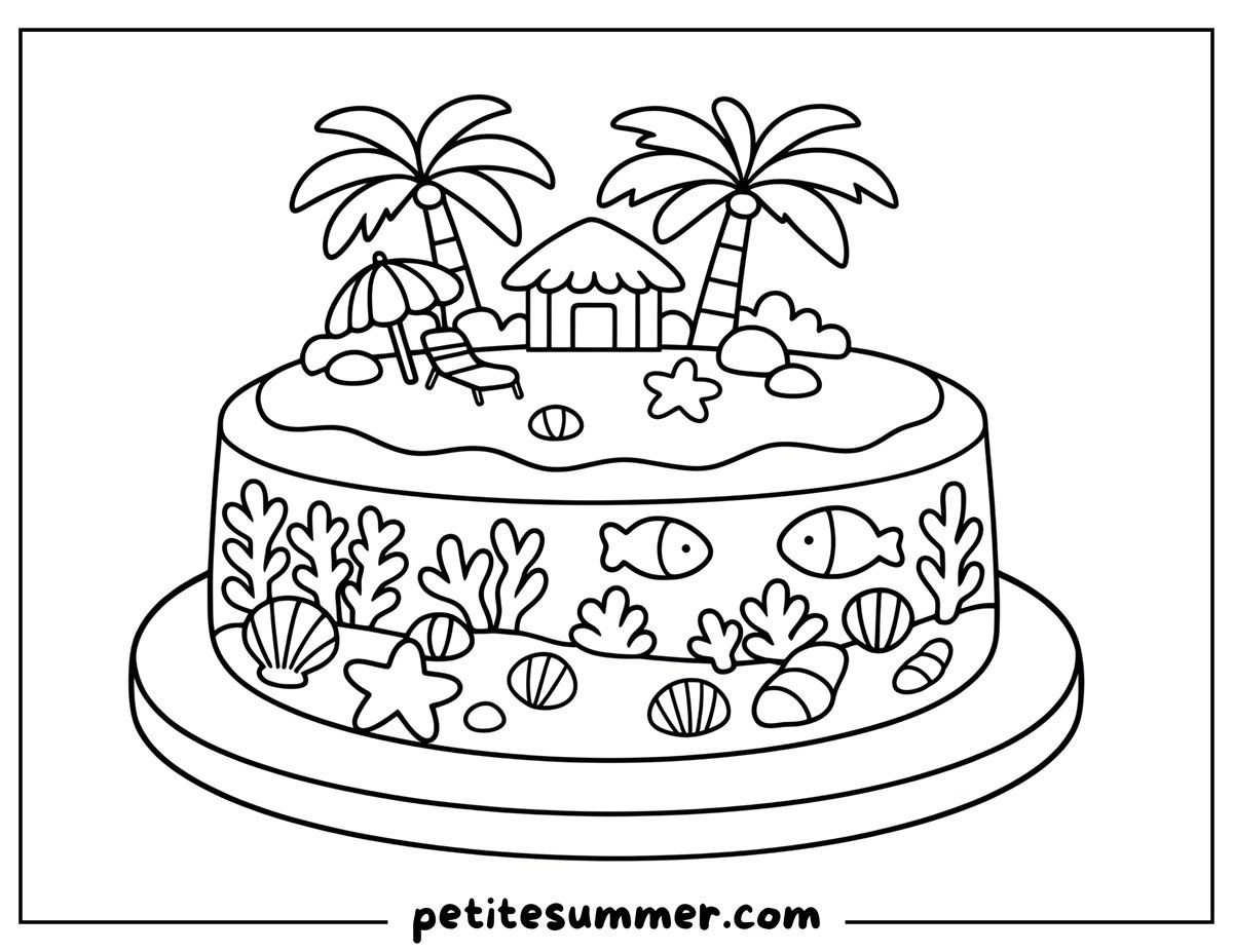island cake coloring page