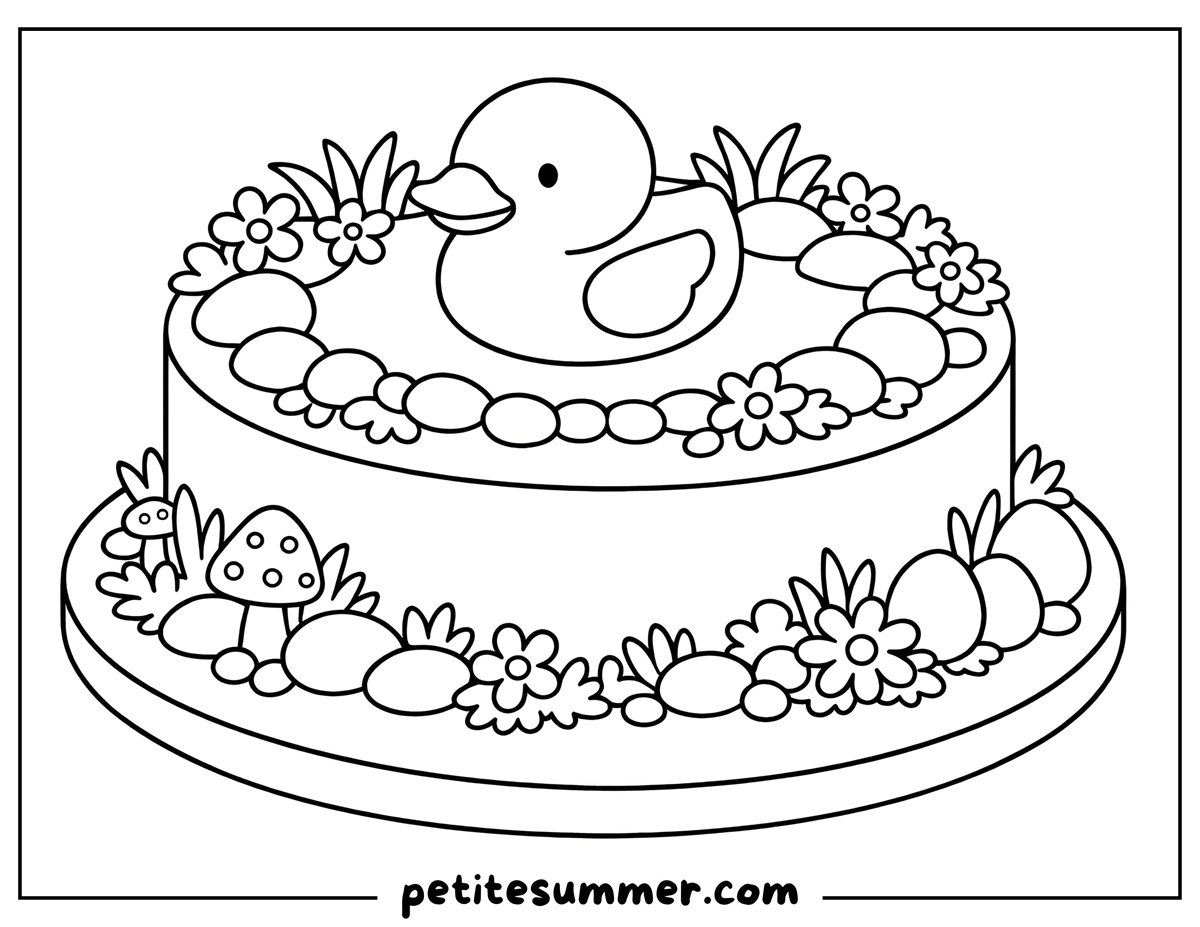 spring cake coloring page