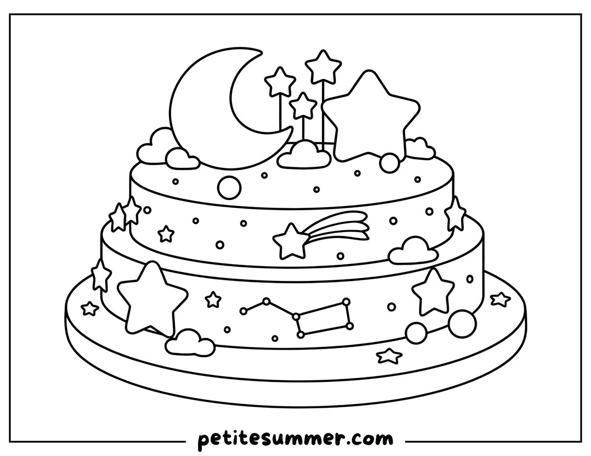 star cake coloring page