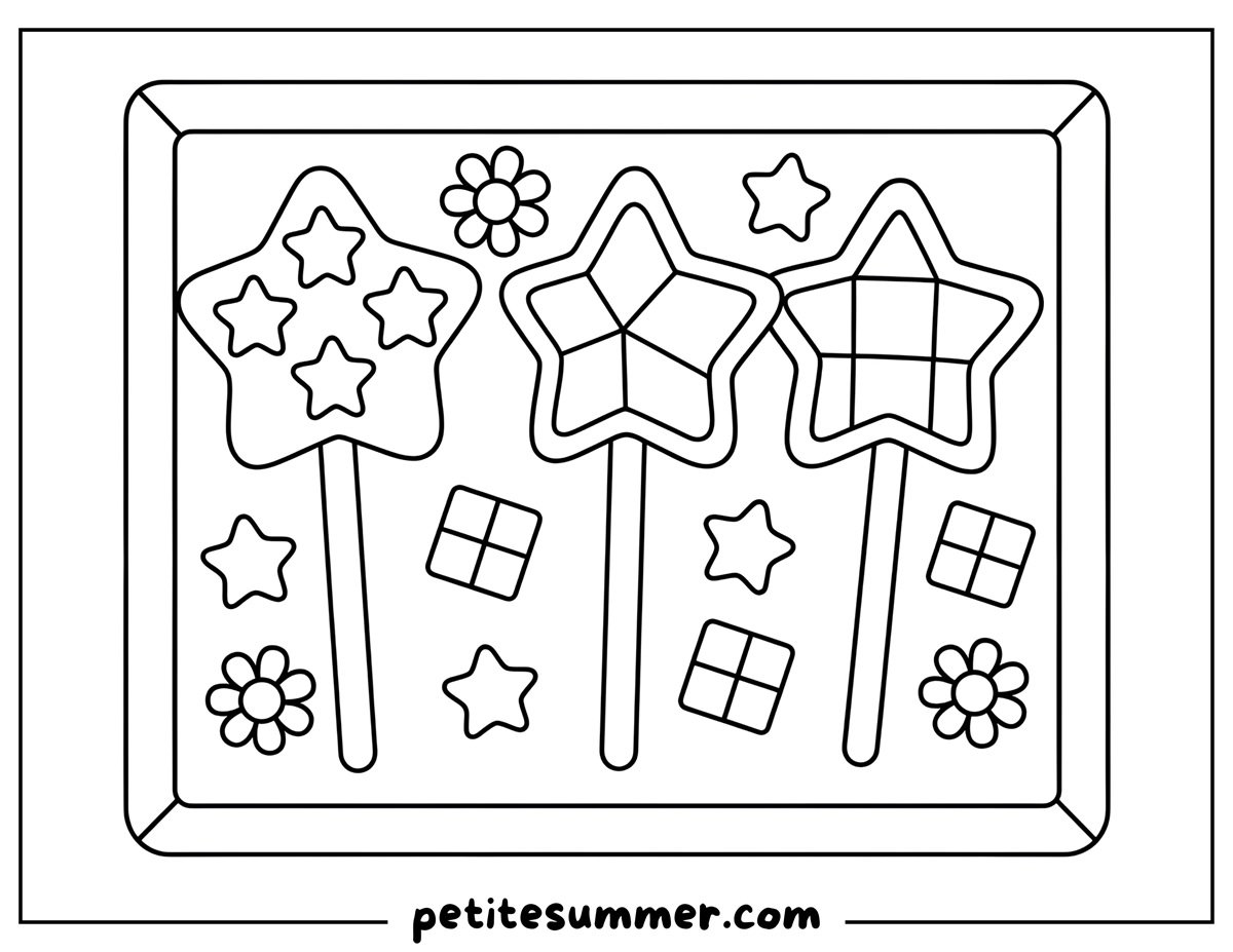 star shaped lollipops coloring page