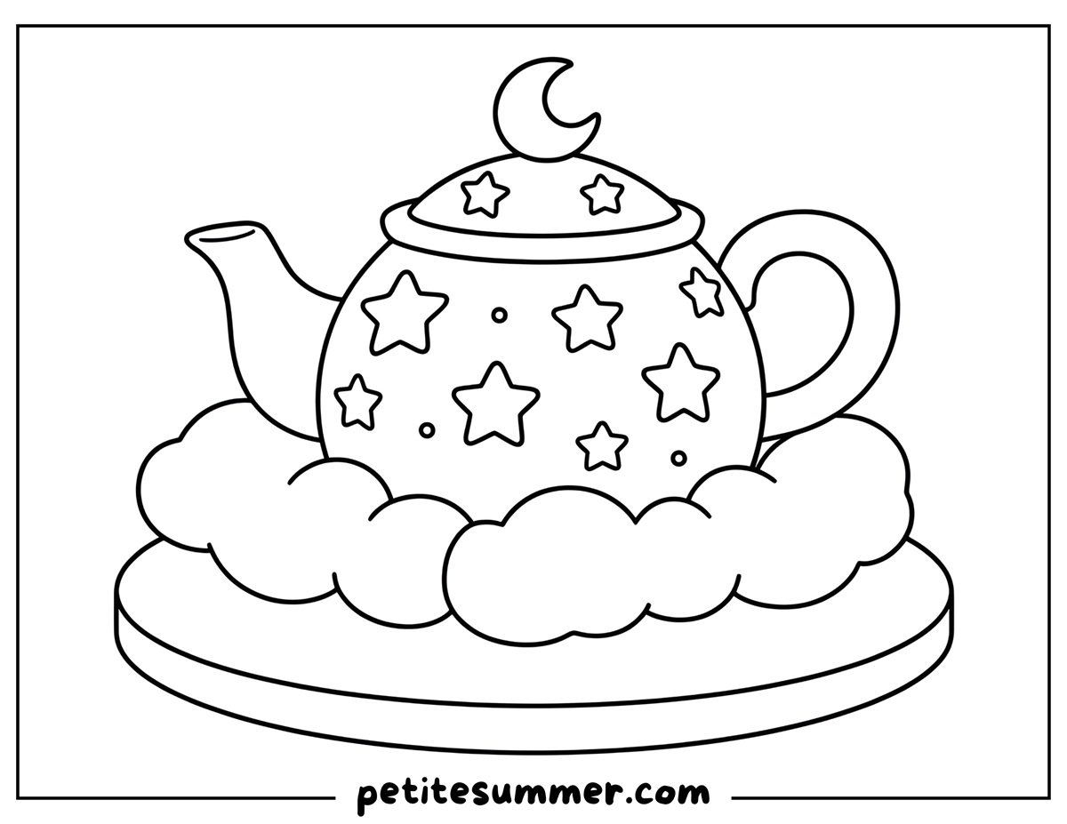 star tea pot coloring page