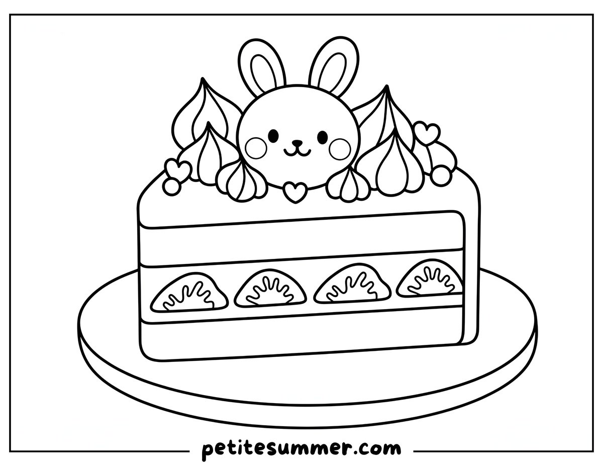 strawberry cake coloring page