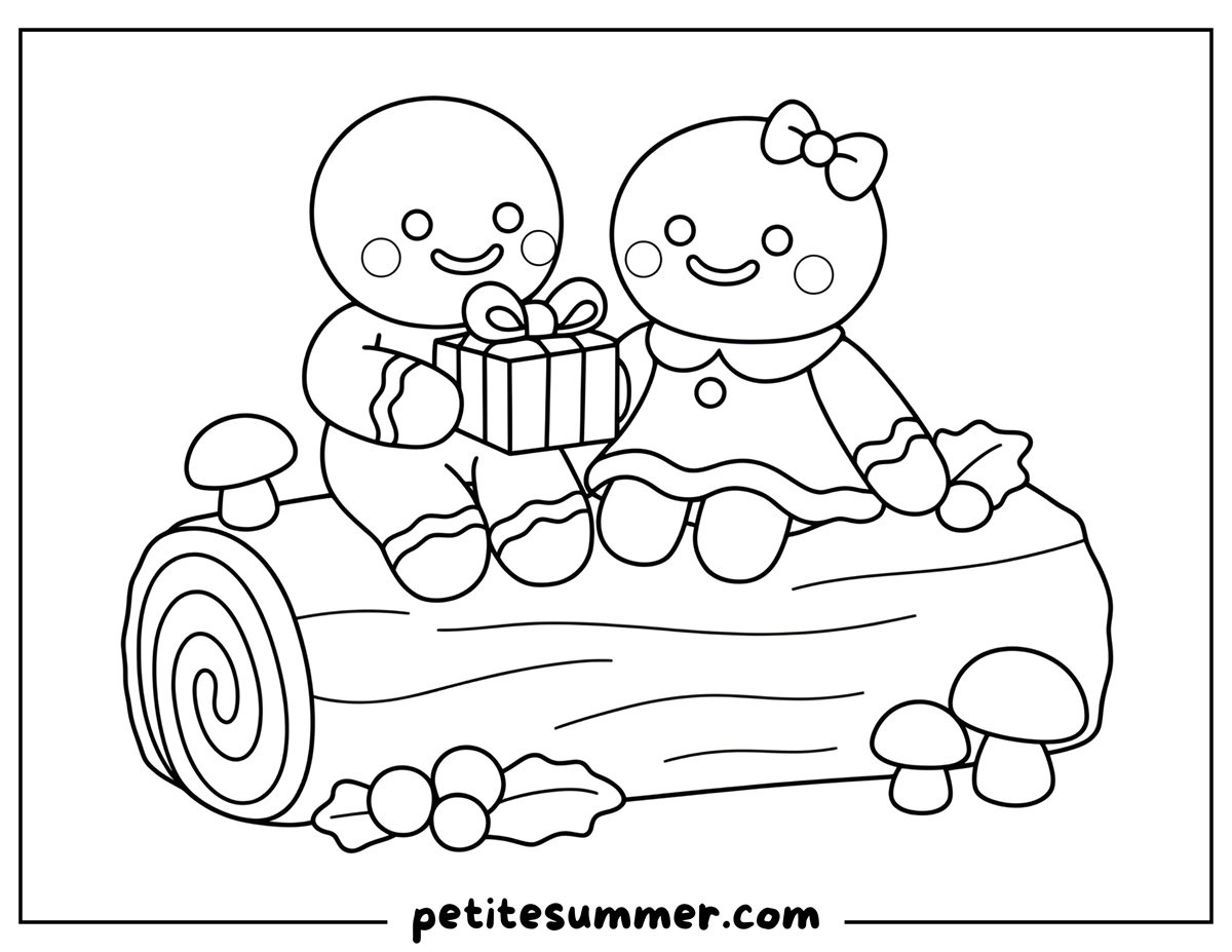 gingerbread man and gingerbread woman coloring page
