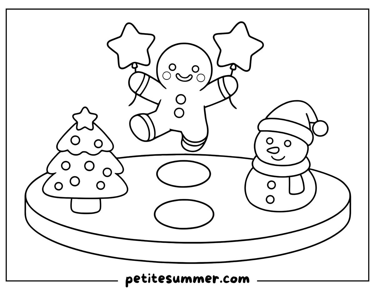 gingerbread man landing coloring page