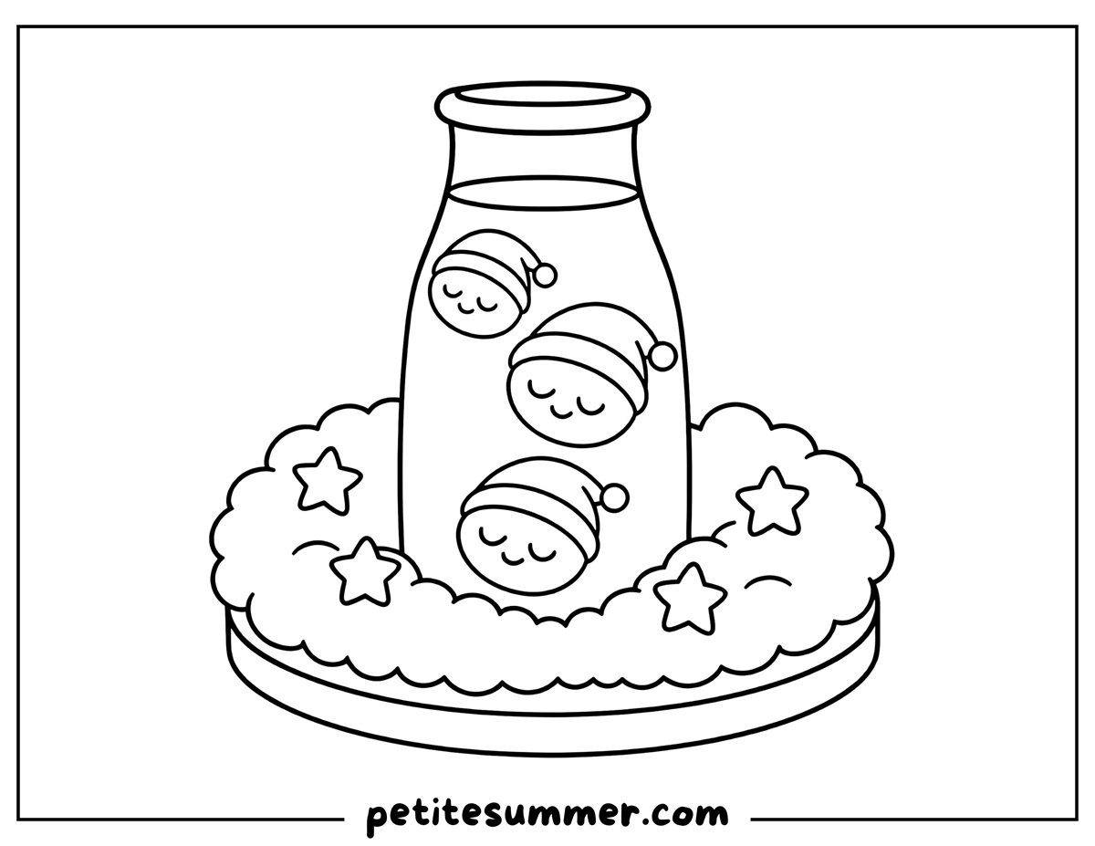 kawaii milk bottle coloring page